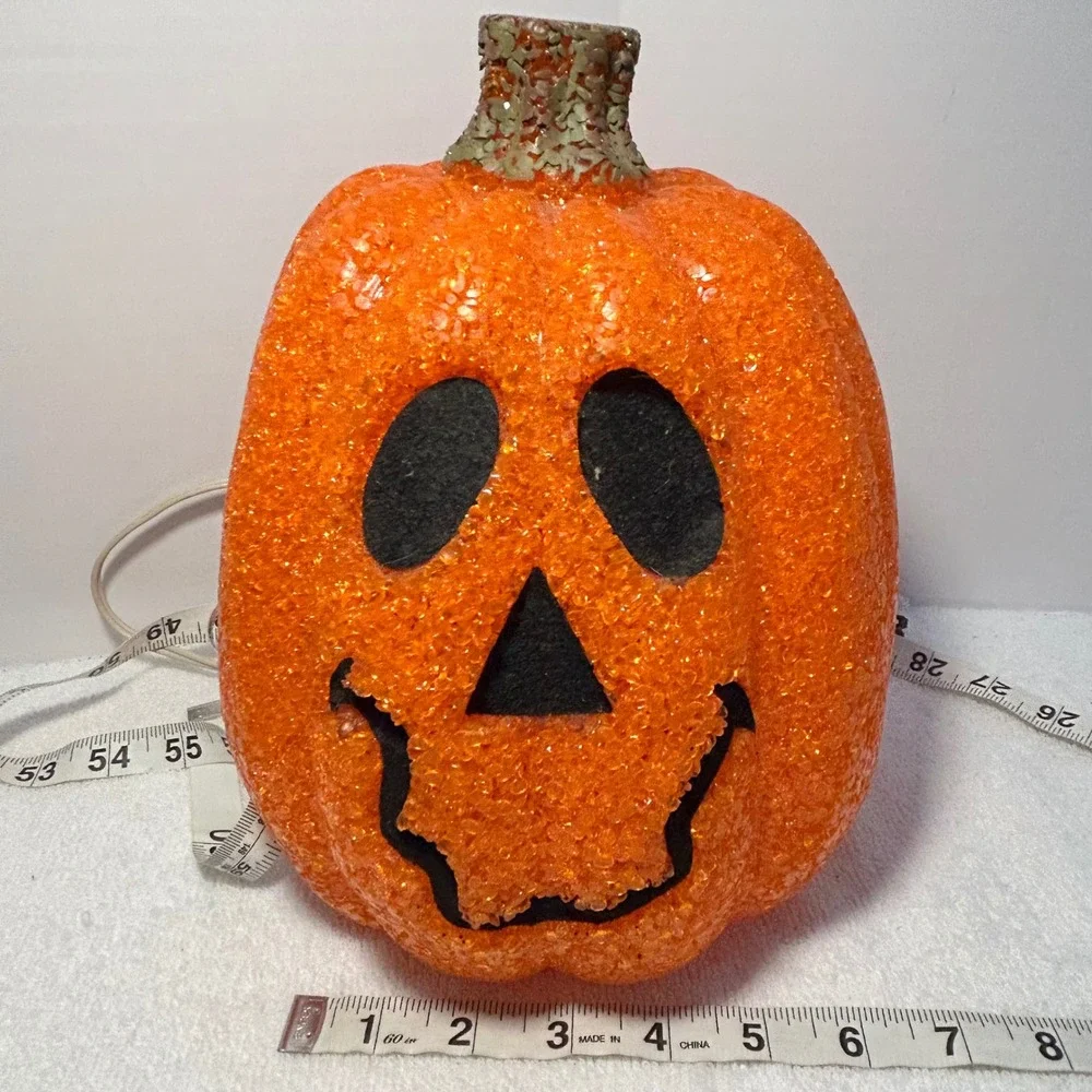 Vintage Kmart Seasons Popcorn Plastic Pumpkin Halloween Light Up Jack O Lantern